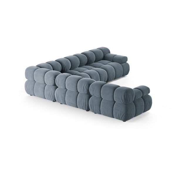 Colțar modular gri cu tapițerie din catifea – Micadoni -image-3
