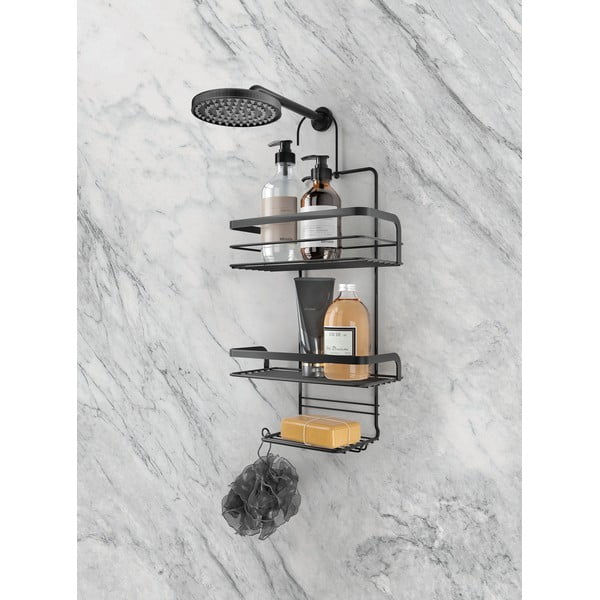 Raft suspendat pentru baie Metaltex Origin Lava, negru-image-1