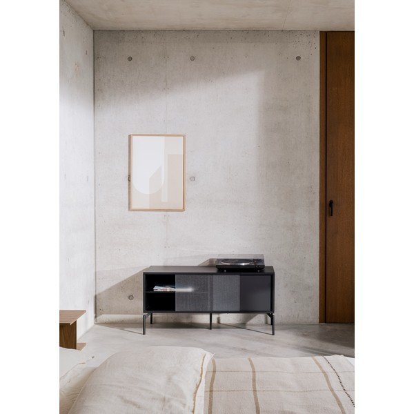Comodă TV neagră 116x55x42 cm Met Mini – noo.ma-image-1