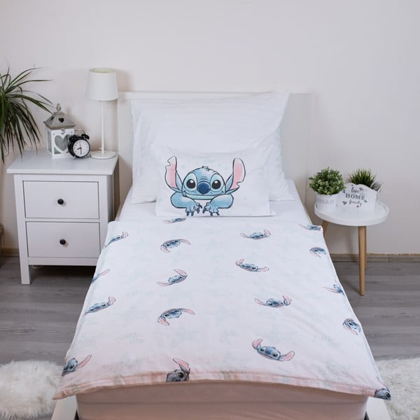 Lenjerie de pat pentru copii albă din bumbac pentru pătuț 100x135 cm Lilo and Stitch "White Star" – Jerry Fabrics-image-2