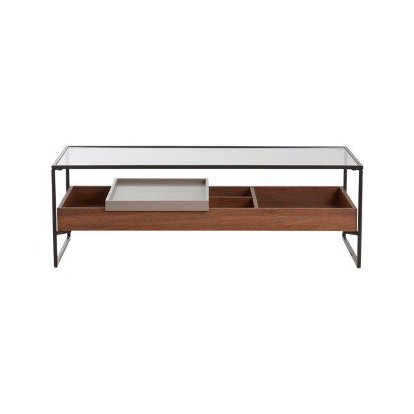 Măsuță de cafea în culoare naturală închisă cu blat din sticlă 60x120 cm Sveg – Jotex-image-4