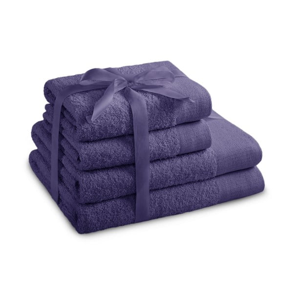 Prosoape de baie mov 4 buc. din bumbac din frotir Amari – Restilo