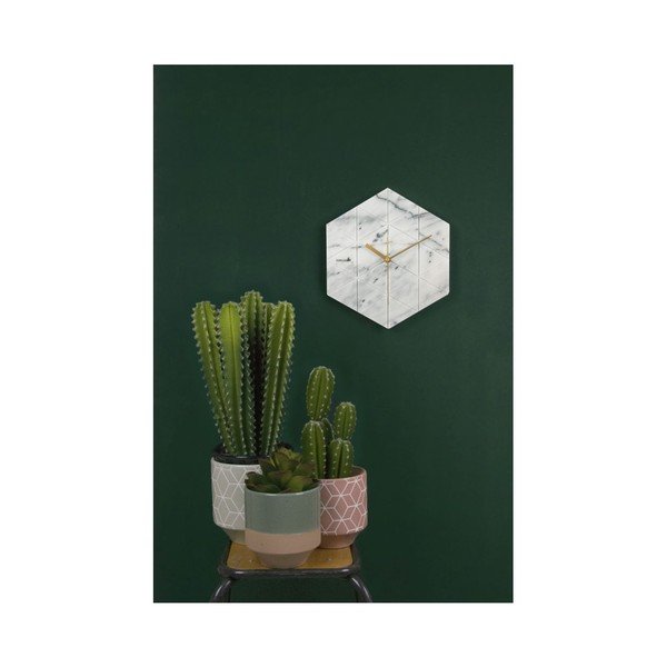 Ceas de perete Karlsson Marble Hexagon, alb-image-1