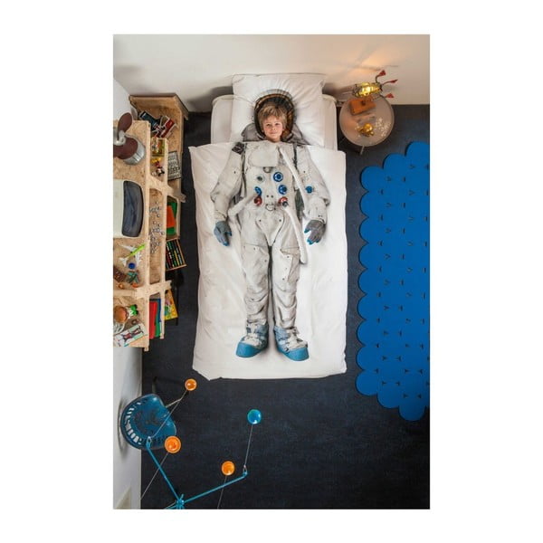 Lenjerie de pat de o persoană, din bumbac Snurk Astronaut 135 x 200 cm