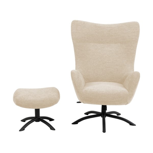 Set fotoliu și taburet Actona Talgarth, alb - crem-image-2