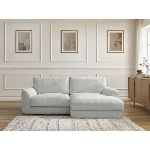 Colțar gri deschis cu tapițerie din chenille (cu colț pe partea dreaptă/cu șezlong) Leonore – Bobochic Paris-image-1