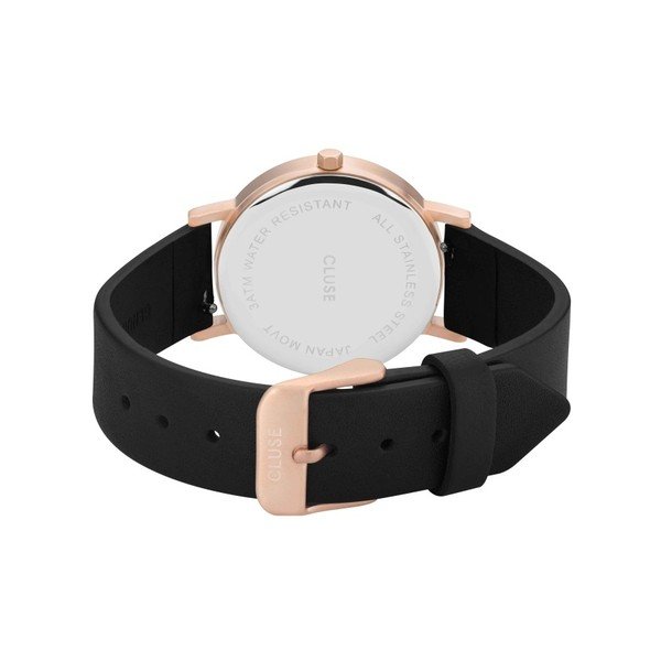 Ceas damă, curea din piele şi cadran marmorat Cluse La Roche Petite Rose, negru-image-2