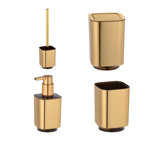 Set de accesorii de baie auriu din plastic Auron – Wenko