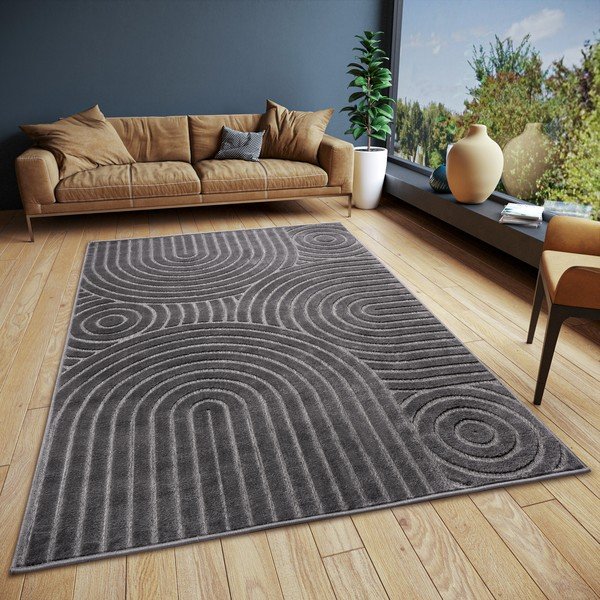 Covor gri antracit 67x120 cm Iconic Wave – Hanse Home-image-1