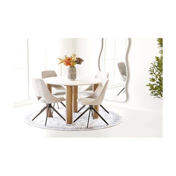 Covor bej/albastru prăfuit rotund ø 200 cm Havana – House Nordic-image-1