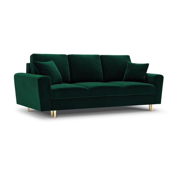 Canapea verde extensibilă, cu spațiu de depozitare cu tapițerie din catifea 235 cm Kyoto – Cosmopolitan Design-image-1