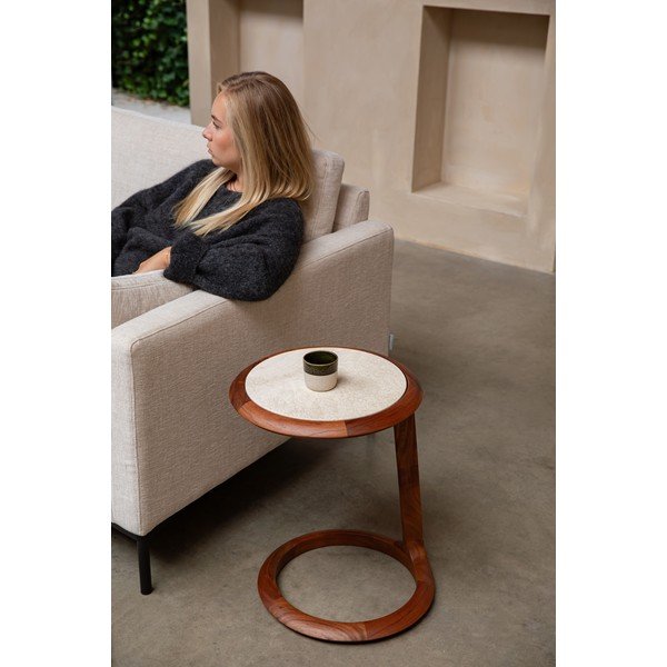 Măsuță auxiliară rotundă cu blat din piatră 41x45 cm Doppio – Zuiver-image-1