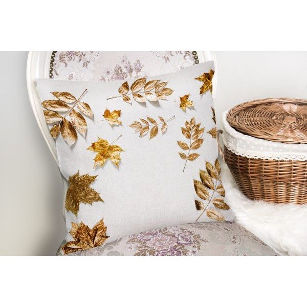 Față de pernă Minimalist Cushion Covers Golden Leaves, 42 x 42 cm-image-2
