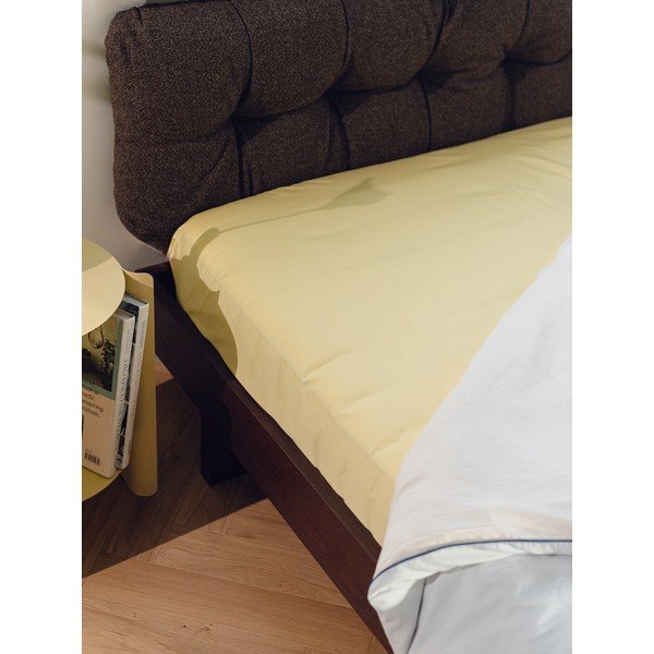 Cearceaf galben din bumbac cu elastic 180x200 cm Oba – noo.ma-image-1