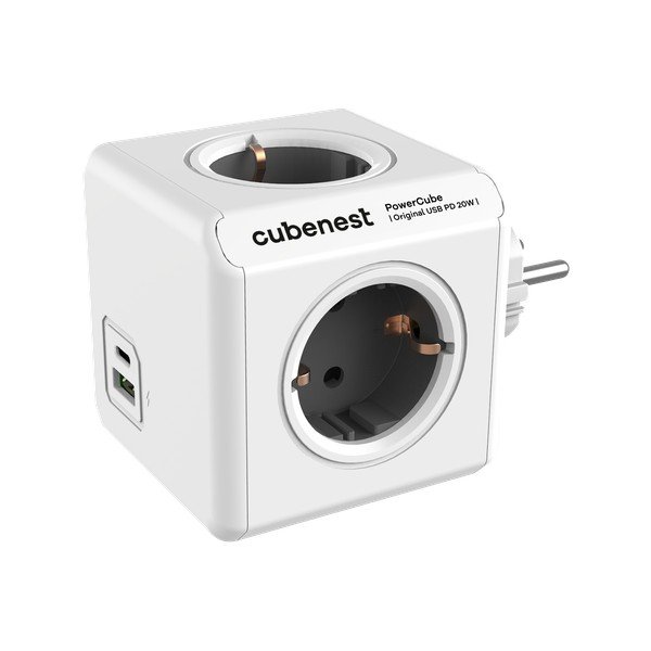 Priză 12 cm PowerCube Original USB Schuko – Cubenest