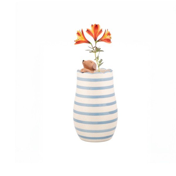 Vază albă din dolomită (înălțime 18,5 cm) Peeking Sausage Dog – Sass & Belle-image-3