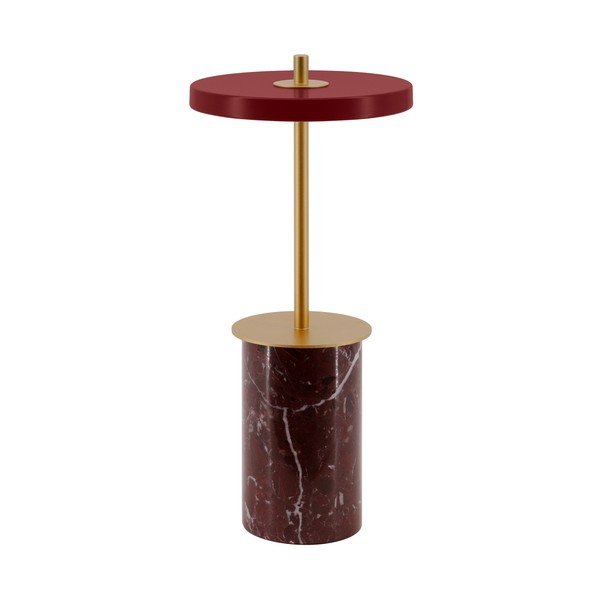 Veioză roșie LED cu intensitate reglabilă din marmură cu abajur din metal (înălțime 25,5 cm) Asteria Move Mini – UMAGE