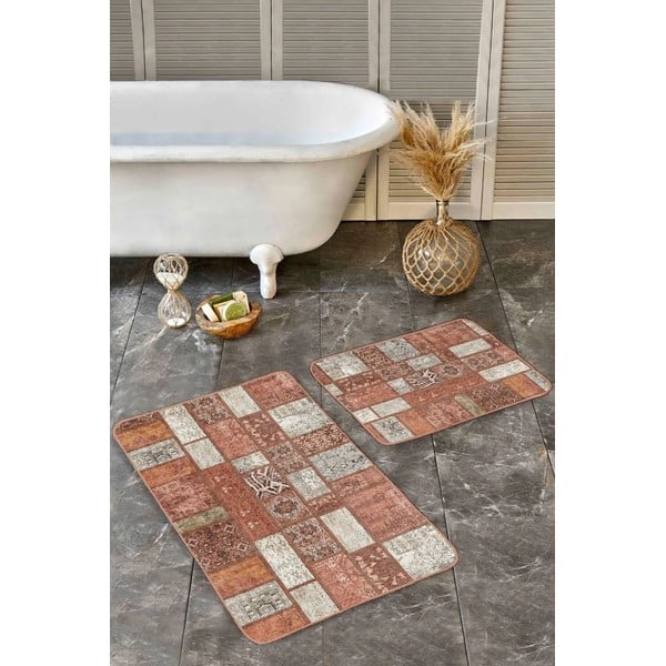 Covorașe de baie maro 2 buc. din catifea 60x100 cm – Mila Home-image-4