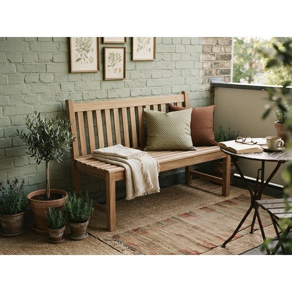 Bancă de grădină în culoare naturală din lemn masiv Solo – Garden Pleasure-image-1