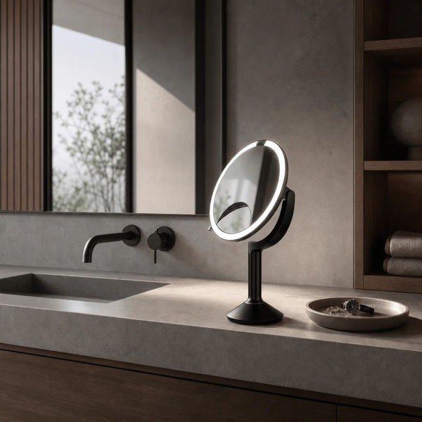 Oglindă cosmetică (mărire 5x/mărire 10x) cu led/de mărire ø 20 cm Trio – simplehuman-image-3