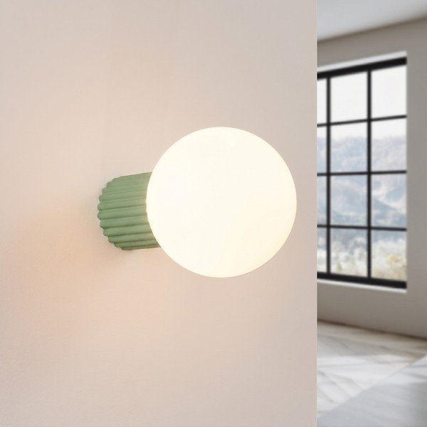 Aplică de perete verde salvie din sticlă opal ø 12 cm Orbital – Sollux-image-1