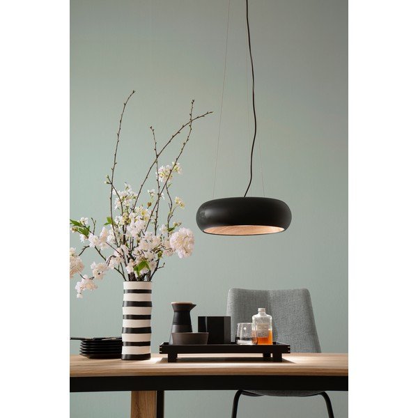 Lustră neagră LED cu intensitate reglabilă cu abajur din metal ø 40 cm Wood – Fischer & Honsel-image-2