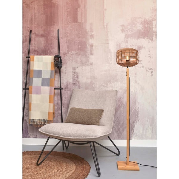 Lampadar în culoare naturală cu abajur din ratan (înălțime 130 cm) Tanami – Good&Mojo-image-1
