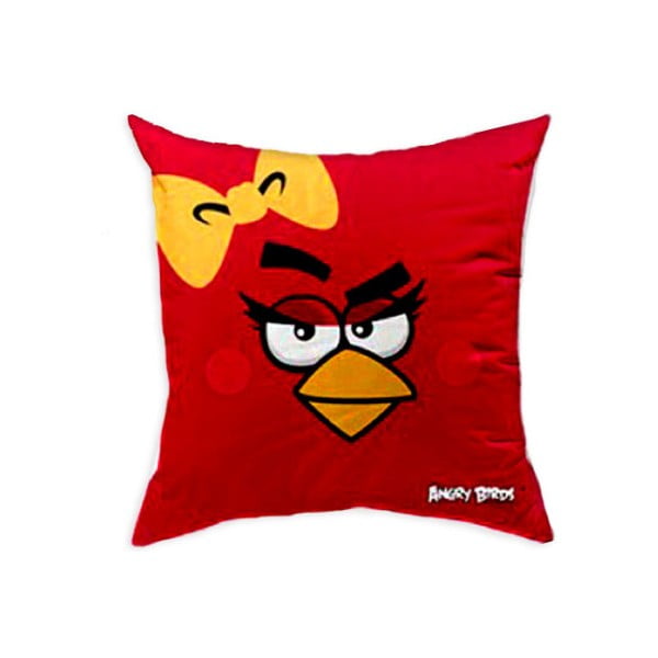Pernă Angry Birds 016 Girl, 40 x 40 cm, roșu