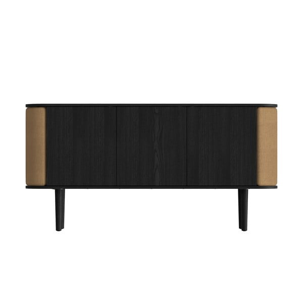 Comodă neagră/maro joasă cu aspect de lemn de stejar 150x75 cm Treasures – UMAGE-image-3