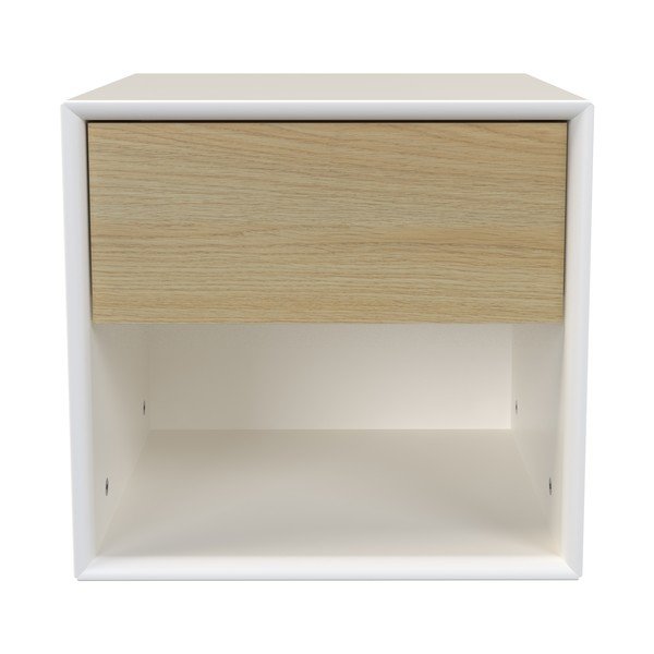 Noptieră albă/în culoare naturală cu aspect de lemn de stejar Alba – Tenzo