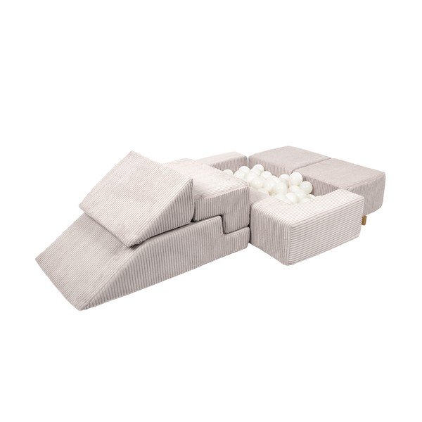 Teren de joacă din spumă crem 6 buc. din catifea reiată înălțime 40 cm 100x35 cm Montessori – Meowbaby