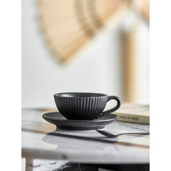 Ceașcă neagră pentru cappuccino din ceramică 200 ml Neri – Bloomingville-image-1