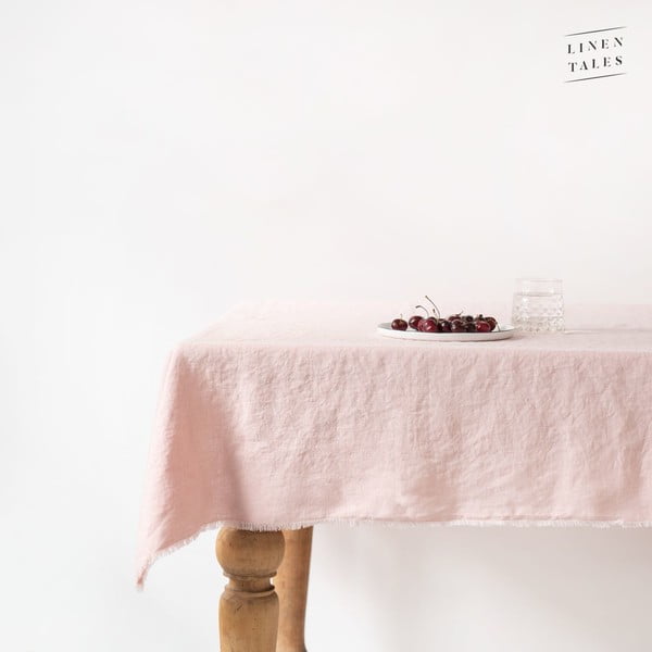 Față de masă roz deschis din in 200x140 cm - Linen Tales
