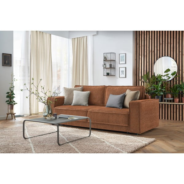 Canapea extensibilă maro-portocalie Emile - Bobochic Paris-image-3