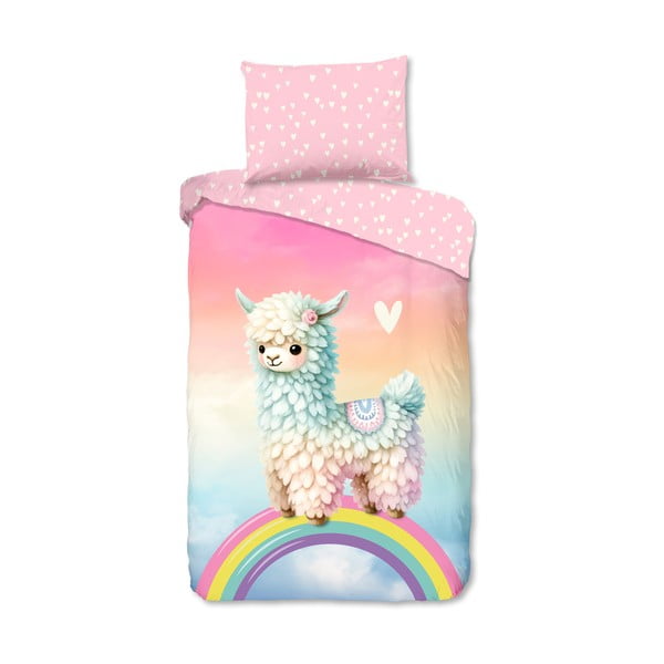 Lenjerie de pat pentru copii roz din bumbac pentru pat de o persoană 140x200 cm Chico – Good Morning