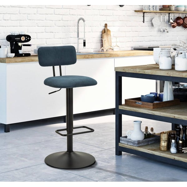 Scaun de bar albastru petrol/negru cu înălțime ajustabilă (înălțime șezut 61 cm) Tina – Mauro Ferretti-image-1