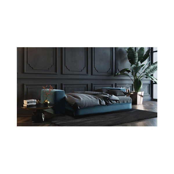 Canapea extensibilă din catifea devichy Rothe, 256 cm, albastru închis-image-4