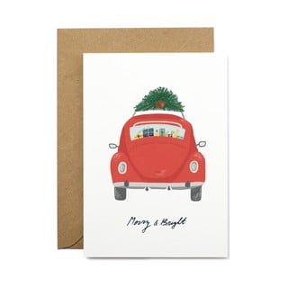 Felicitare cu plic din hârtie reciclată pentru Crăciun Printintin Merry & Bright, format A6