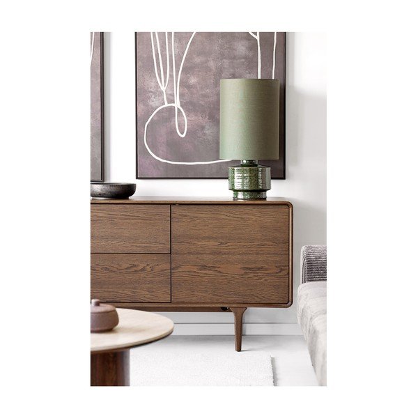 Comodă maro închis cu aspect de lemn de stejar 180x75x45 cm Darwin – House Nordic-image-1