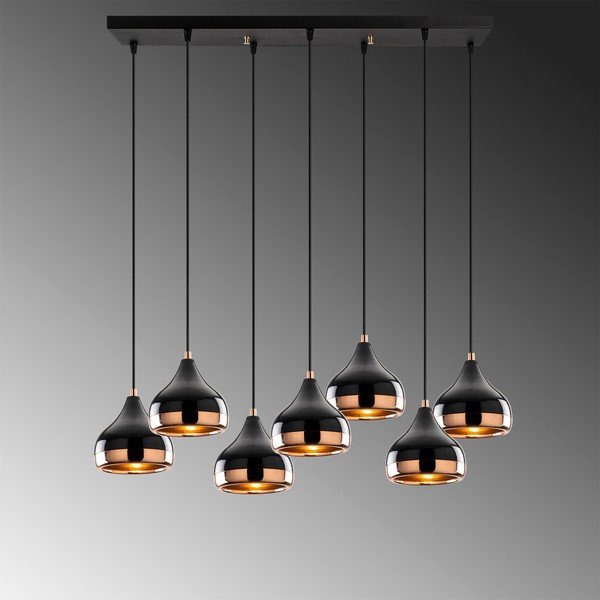 Lustră neagră/arămie cu abajur din metal Yildo – Opviq lights-image-4