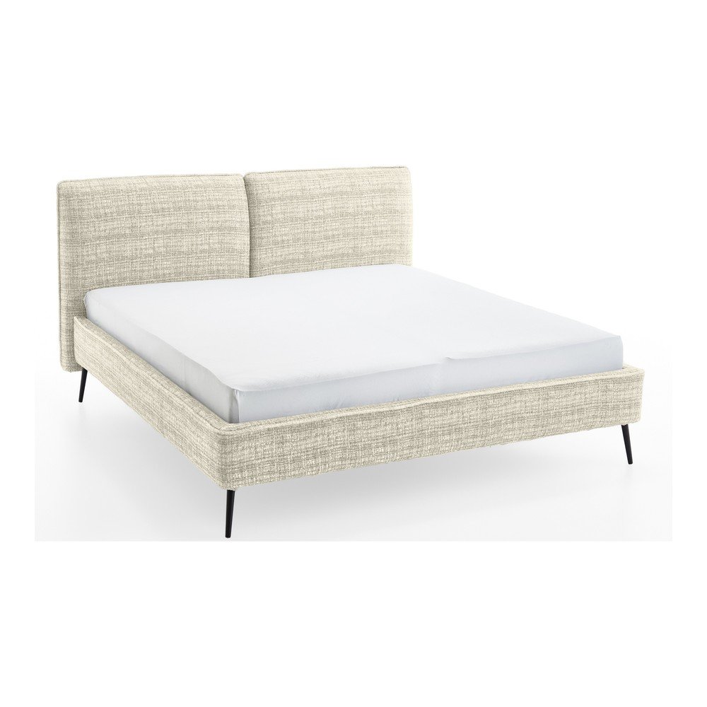 Pat matrimonial bej tapițat fără somieră 160x200 cm Infinity – Meise Möbel