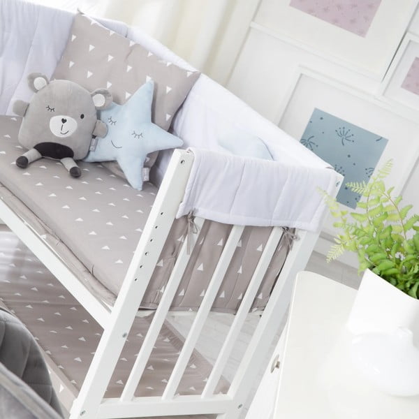 Pătuț leagăn  alb cu spațiu de depozitare și baldachin 90x45 cm Indibär – Roba-image-4