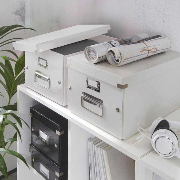 Cutie de depozitare din carton cu capac albă Click&Store - Leitz-image-1