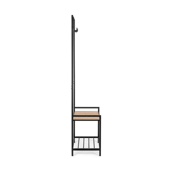 Cuier de perete negru/în culoare naturală cu raft din metal 64,5 cm Haldor – Yes Everyday-image-3