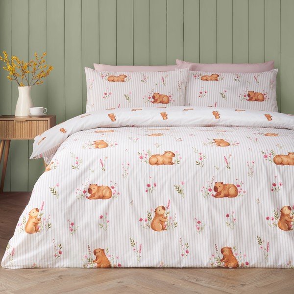 Lenjerie de pat în culoare naturală pentru pat dublu 200x200 cm Happy Capy(bara) – Catherine Lansfield