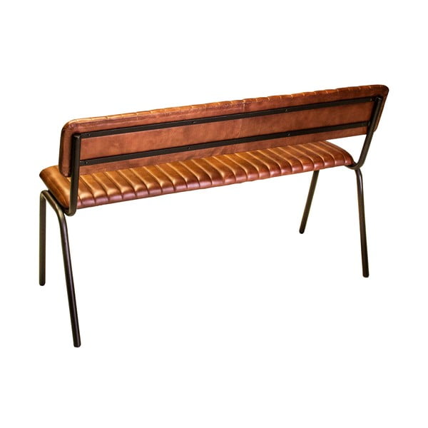 Bancă maro cu tapițerie din piele – Antic Line-image-1