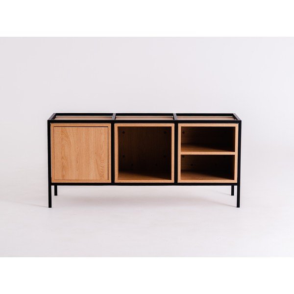 Comodă joasă neagră cu aspect de stejar 145x60 cm Skap - CustomForm-image-2
