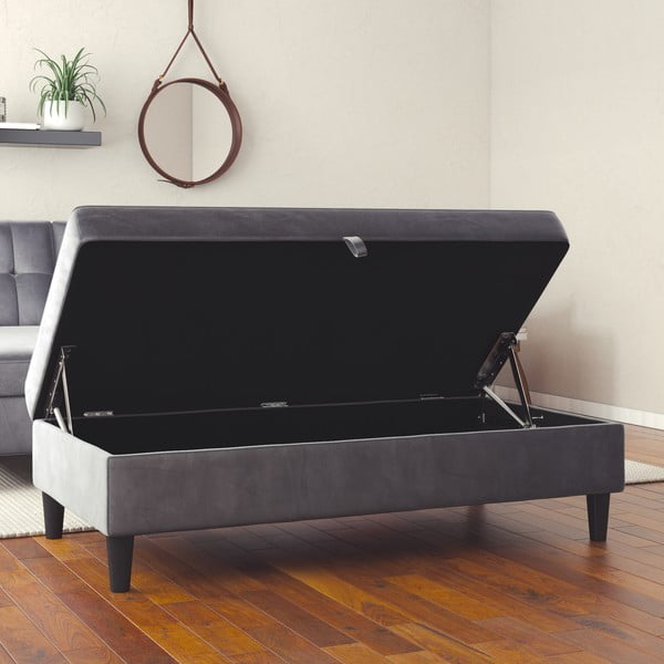 Taburet gri cu tapițerie din catifea Hartford – Støraa-image-1