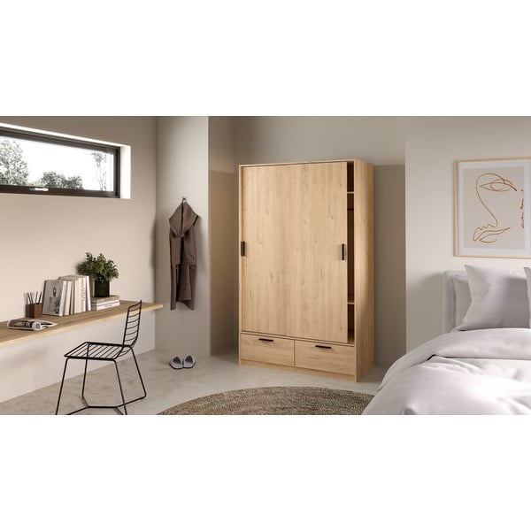 Șifonier cu  aspect de lemn de stejar cu ușă glisantă 121x200 cm Line – Tvilum-image-3