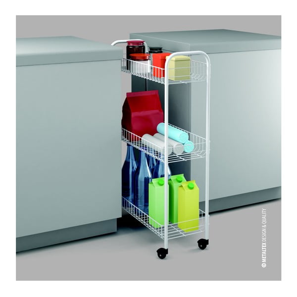 Cărucior mobil cu 3 rafturi pentru baie Metaltex Laundry, 23 x 84 cm-image-1